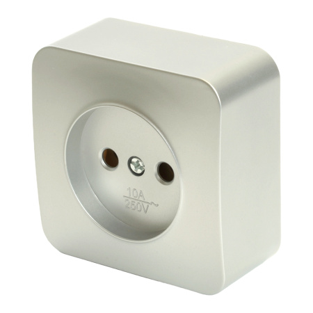 Розетка 1-местная б/з открытой установки, STEKKER, 250В, 10А, IP20, серия София, серебро, MST10-11-03 Розетка 1-местная б/з открытой установки, STEKKER, 250В, 10А, IP20, серия София, серебро, MST10-11-03