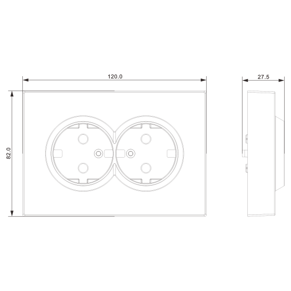 Donel S08 мокко накладка для розетки 2-й с заземлением, со шторками 16A 250 В~,серия DB