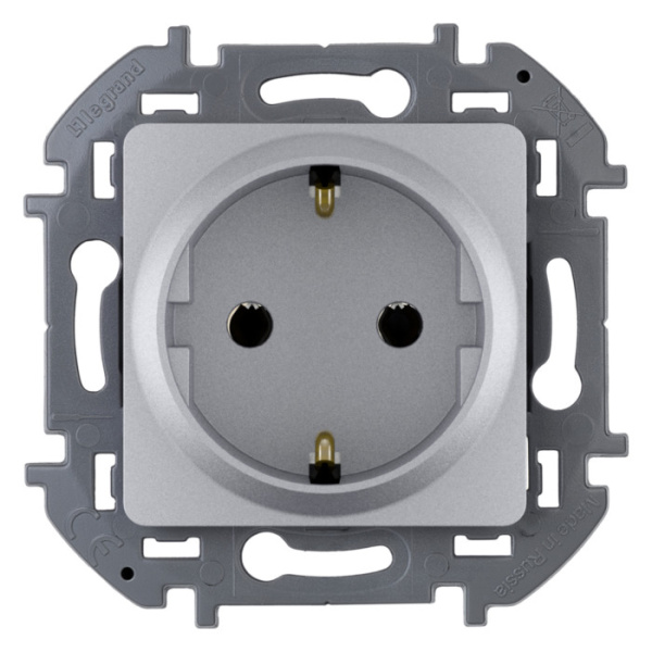 INSPIRIA Механизм розетки без лицевой панели СУ 1 мест. с зазем. 16А алюминий IP20 Legrand