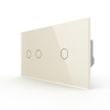 Сенсорный выключатель 3 клавиши (2-1), 2 поста, цвет жемчужный Livolo