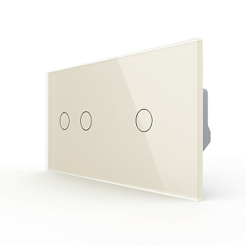 Сенсорный выключатель 3 клавиши (2-1), 2 поста, цвет жемчужный Livolo