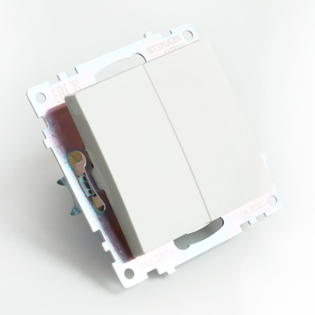 Переключатель 2-клавишный (механизм), STEKKER GLS10-7107-01, 250V, 10А, серия Катрин, белый