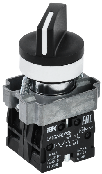 Переключатель LA167-BDF25 на 2 положения 1з+1р черный IEK