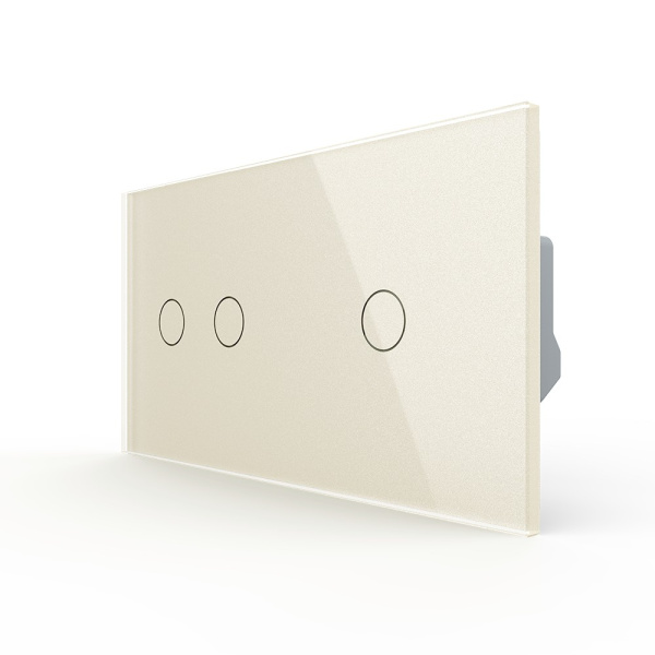 Сенсорный выключатель 3 клавиши (2-1), 2 поста, цвет жемчужный Livolo