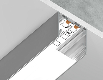 Алюминиевый профиль накл/подвес "Profile System" серебро/матовый рассеив. 2000*25*25, 2 заглушки, 4 крепл. в компл.(для ленты до 23мм) Ambrella Light