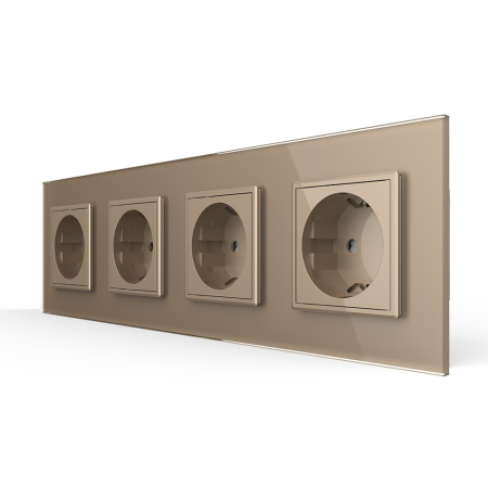 Розетка 4 модуля Золотая Livolo