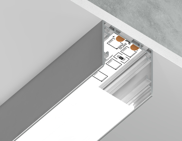 Алюминиевый профиль накл/подвес "Profile System" серебро/матовый рассеив. 2000*25*25, 2 заглушки, 4 крепл. в компл.(для ленты до 23мм) Ambrella Light