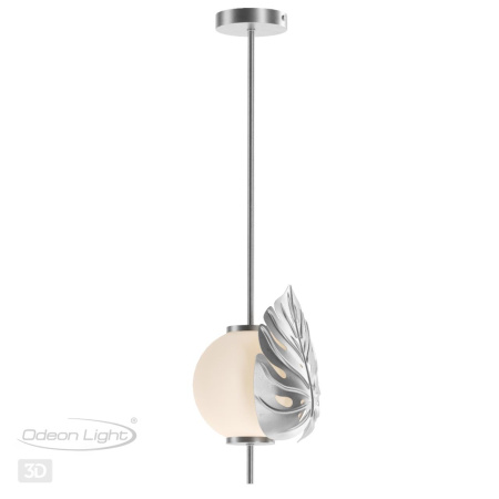 Подвес E14 1*40W JUNGLE серебристый/белый/стекло ODEON LIGHT