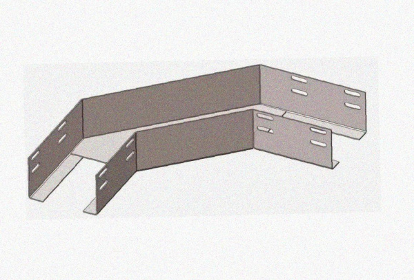 Лоток угловой перфорированный КГ 100х100-90 УХЛ1 поворот на 90, оцинкованный лист S1,0