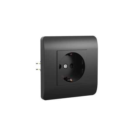 Розетка с/з со шторками, 16А, черный NEW3-E CHINT