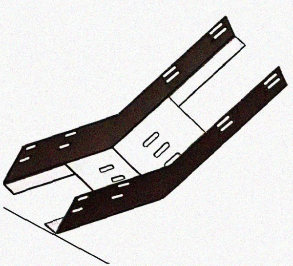 Лоток перфорированный КП 300х100-45 УХЛ1 для поворота трассы вверх на 45, оцинкованный лист S1,0