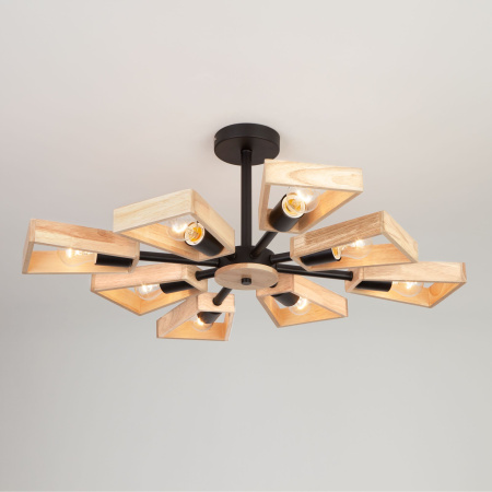 Потолочная люстра в стиле лофт 8*E27 40Вт светлое дерево, черный IP20 Klark (70056/8 черный) Eurosvet