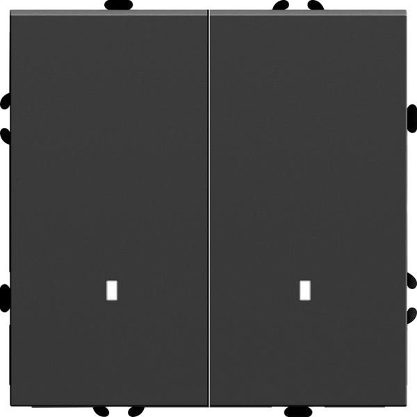 Выключатель 2-клавишный c индикатором (механизм), STEKKER, 250В, 10А, серия Эмили, RSW10-5102-05, черный уголь, soft touch