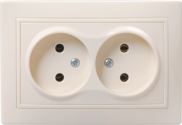 Розетка 2-местная РС12-2-Км без з/з без защитной шторки 10А керамика КВАРТА кремовый IEK