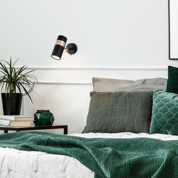 Настенный светильник 1*GU10 35Вт черный IP20 Viero (20096/1 черный / золото) Eurosvet