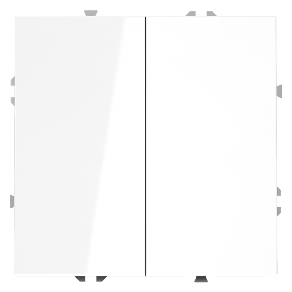 Проходной переключатель встраиваемый Voltum S70 двухклавишный 10А, (белый глянцевый)