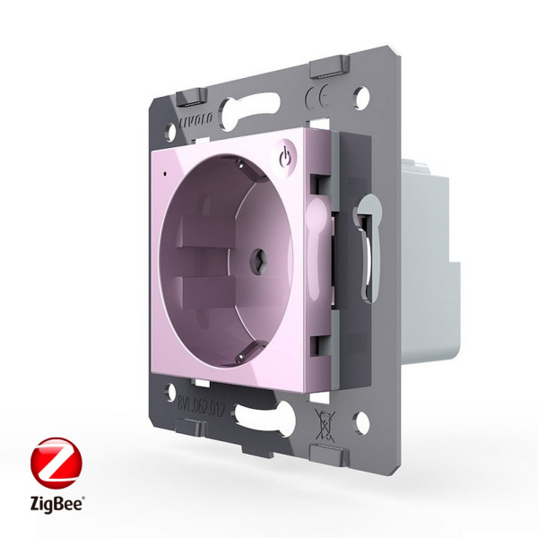 Розетка ZigBee (Wi-Fi) с з/з с защитными шторками 16A, цвет розовый (механизм) Livolo