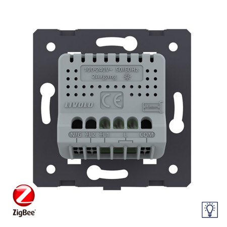 Одноклавишный проходной сенсорный диммер ZigBee, цвет серый (механизм) Livolo