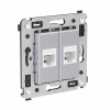 Компьютерная розетка RJ-45 без шторки в стену, кат.6А двойная, "Avanti", "Закаленная сталь" DKC