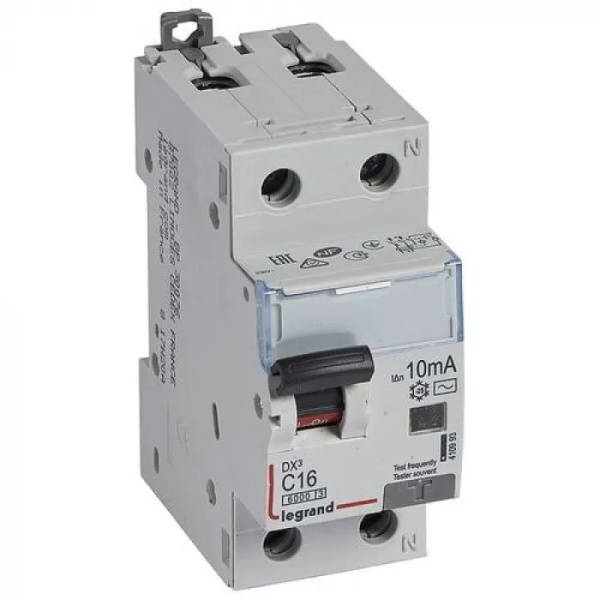 Дифференциальный автоматический выключатель АВДТ 1П+N 16А С 10мА DX3 Legrand