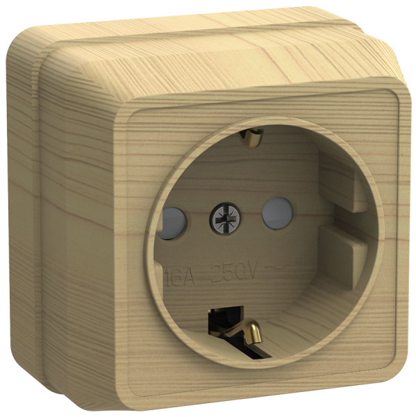 Розетка 1-местная ОУ РСш20-3-ОС с з/з с защитной шторкой 16А ОКТАВА сосна IEK
