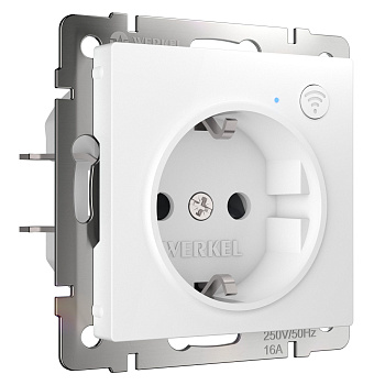 Умная встраиваемая розетка с заземлением с защитными шторками белая СУ IP20 Werkel