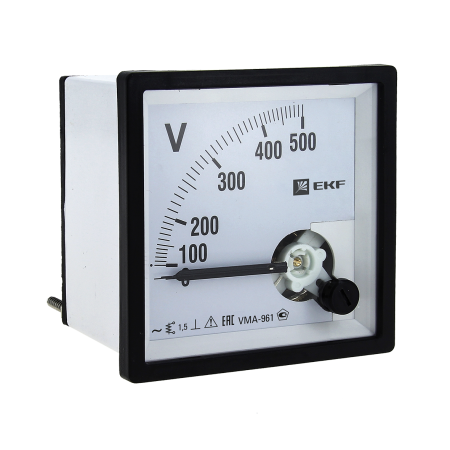 Вольтметр VMA-961 аналоговый на панель (96х96) квадратный вырез 500В прямое подкл, PROxima EKF