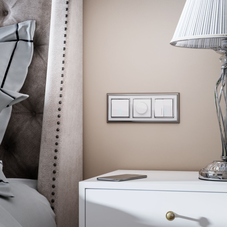 Выключатель двухклавишный проходной с подсветкой (белый) СУ IP20 Werkel