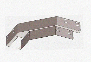Лоток угловой замковый перфорированный КГЗ 400х100-90 УТ1,5 поворот на 90, оцинкованный лист, S0,8