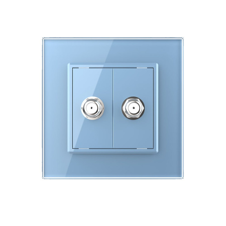 Розетка спутниковая SAT двойная Синяя Livolo