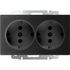 Встраиваемые механизмы Розетка СУ 2-м с заземл. 16А черный матовый IP20 Werkel