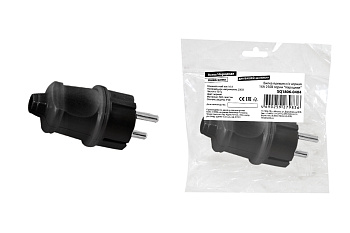 Вилка прямая с/з черная 16А 250В серии "Народная"