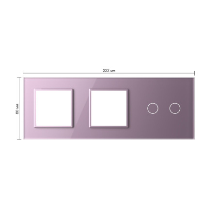 Панель для двух розеток и сенсорного выключателя, 2 клавиши, цвет розовый, стекло Livolo