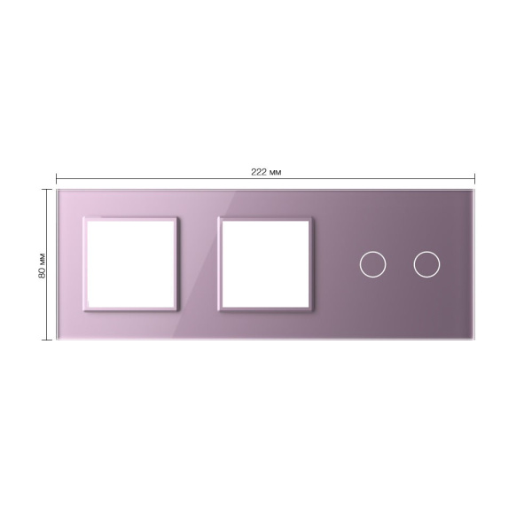 Панель для двух розеток и сенсорного выключателя, 2 клавиши, цвет розовый, стекло Livolo