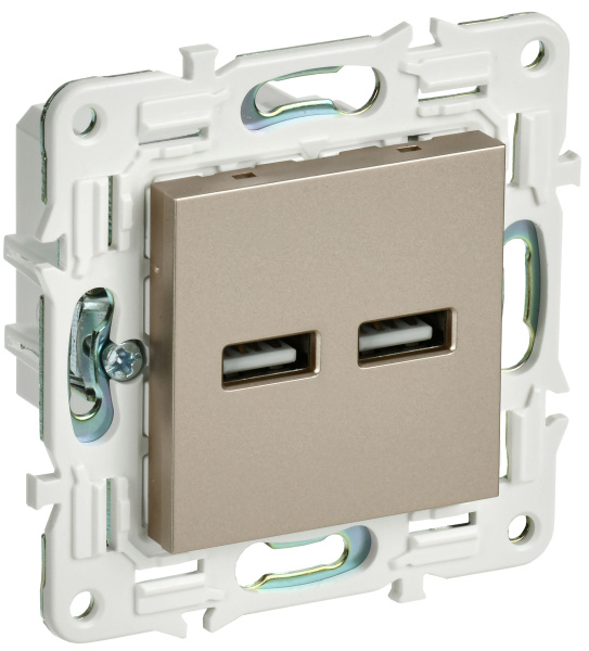 SKANDY Розетка USB A+A 3,1А SK-R15Sh шампань IEK SKANDY Розетка USB A+A 3,1А SK-R15Sh шампань IEK