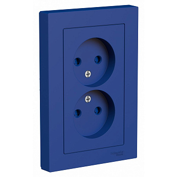 ATLASDESIGN Розетка двойная без заземления со шторками 16А, аквамарин Schneider Electric