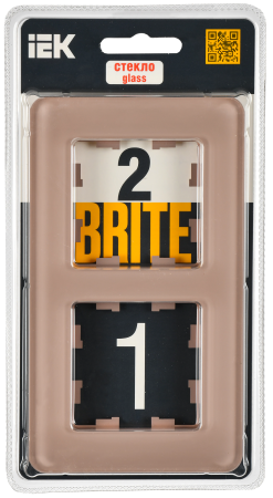 BRITE Рамка 2-мест. РУ-2-2-Бр стекло дым. RE IEK