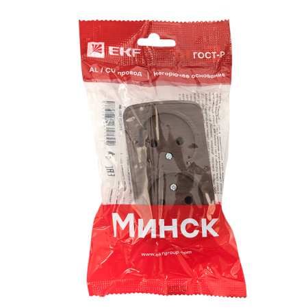 Минск Розетка 2-местная ОП 10А без заземления тёмное дерево EKF
