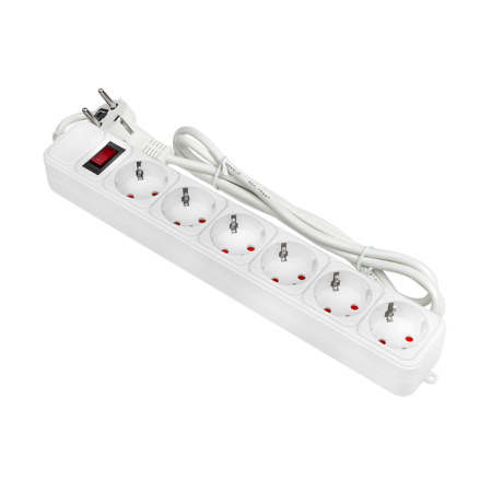 Сетевой фильтр 6*1,8м 10А/2,2кВт с выкл, c/з ПВС 3х0,75 Блокбастер PROxima EKF