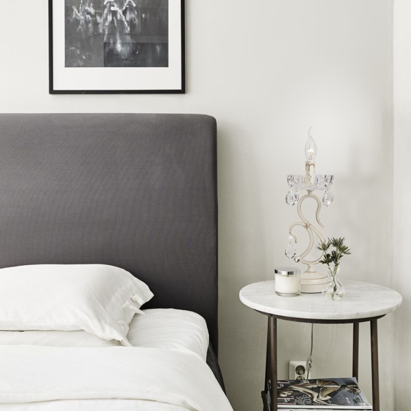 Классическая настольная лампа 1*E14 40Вт белый с золотом IP20 Etna (12205/1T белый) Eurosvet