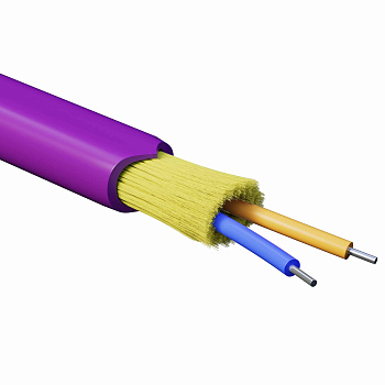 Кабель волоконно-оптический, распределительный, арамидные упрочняющие нити, для внутренней прокладки, нг(А)-HF, 2 ОВ, категория OM4(G.651.1) плотный б