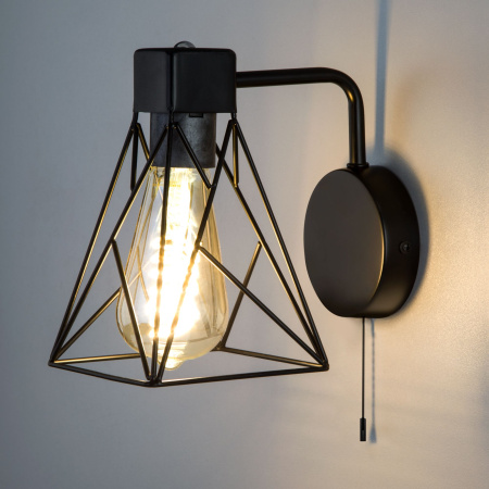 Бра в стиле лофт 1*E27 60Вт черный IP20 Trappola (70107/1 черный) Eurosvet