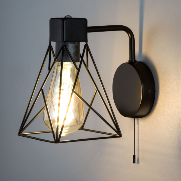 Бра в стиле лофт 1*E27 60Вт черный IP20 Trappola (70107/1 черный) Eurosvet