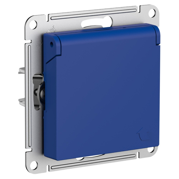 ATLASDESIGN Розетка с заземлением со шторками с крышкой 16А, аквамарин Schneider Electric