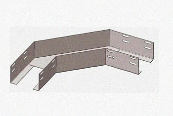 Лоток угловой перфорированный КГ 300х50-135 УТ1,5 поворот на 135, оцинкованный лист, S1,5