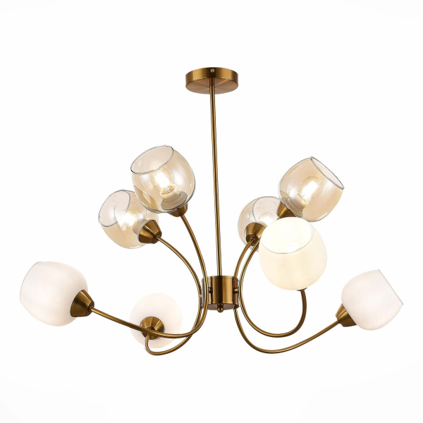 Люстра потолочная Латунь/Белый, Коньячный E27 8*60Вт SLE1136-302-08 EVOLUCE