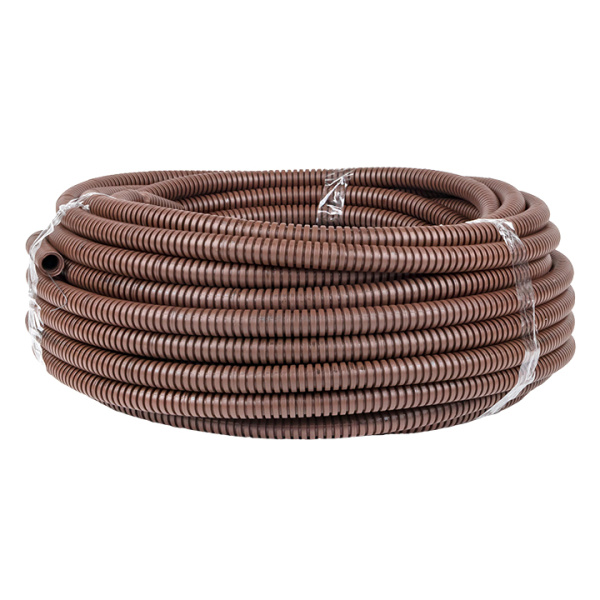 Труба гофр, ПВХ с протяжкой d16 мм (25 м) темное дерево EKF-Plast