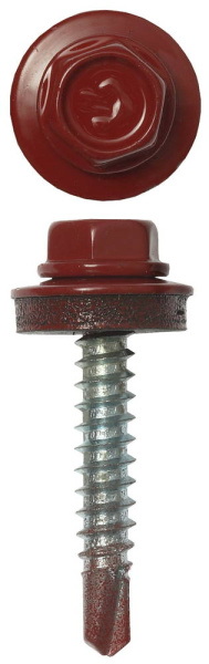 Саморезы СКД кровельные, RAL 3003 рубиново-красный, 29 х 4.8 мм, 2 500 шт, для деревянной обрешетки, Профессионал ЗУБР