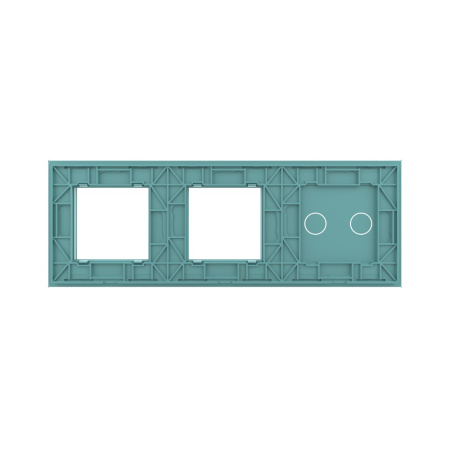 Панель для сенсорного выключателя и двух розеток, 2 клавиши, цвет зеленый, стекло Livolo