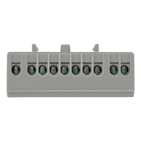 Шина "фаза" L (6х9мм) 10 отверстий латунь серый изолированный корпус на DIN-рейку PROxima EKF